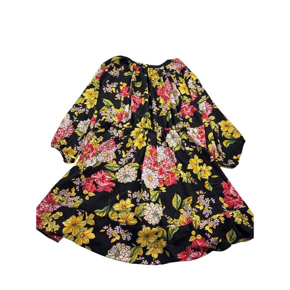Umgee Womens Floral Print A-Line Babydoll Mini Dress Size S Black Multicolor - Picture 4 of 7